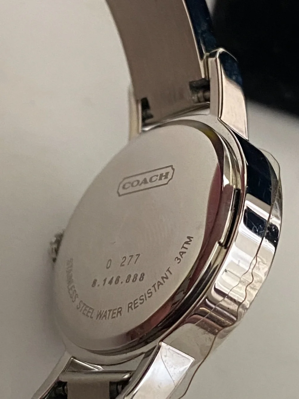 Coach Signature 0277 Silver Bangle Watch with Crystals and Mother-of-Pearl Dial
